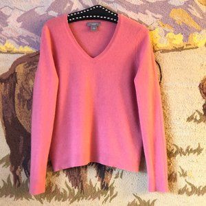 Ann Taylor Women's Cashmere Sz XL Sweater V-Neck Pink Coral